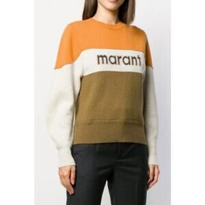 Isabel Marant Etoile Kedy Color-block Intarsia Knitted Sweater in Army Green